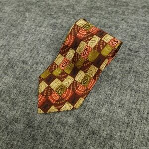 Ermenegildo Zegna‎ Silk Neck Tie Mens L59 W3.75 Brown Maroon Paisley Textured